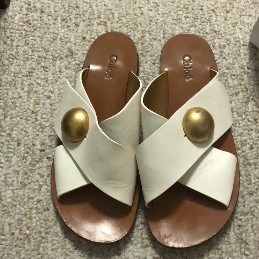 Chloe white cross cross sandal